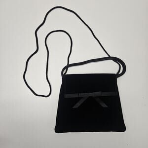 Vintage Black Velvet & Satin La Regale Constructed Bow Handbag Purse Formal